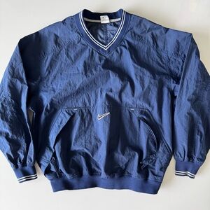 Vintage Y2K Nike Windbreaker Jacket Mens M Blue Pullover Center Mini Swoosh Logo
